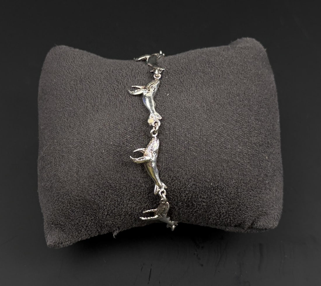 Sterling Silver Whale Link Bracelet (1 of 6)