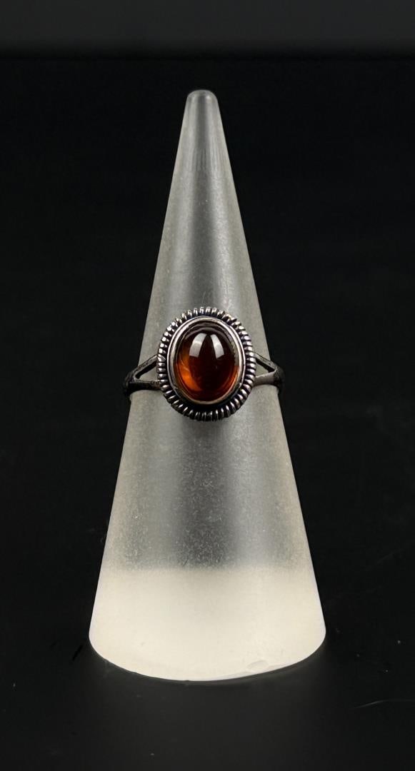 Sterling Silver Amber Ring - 2