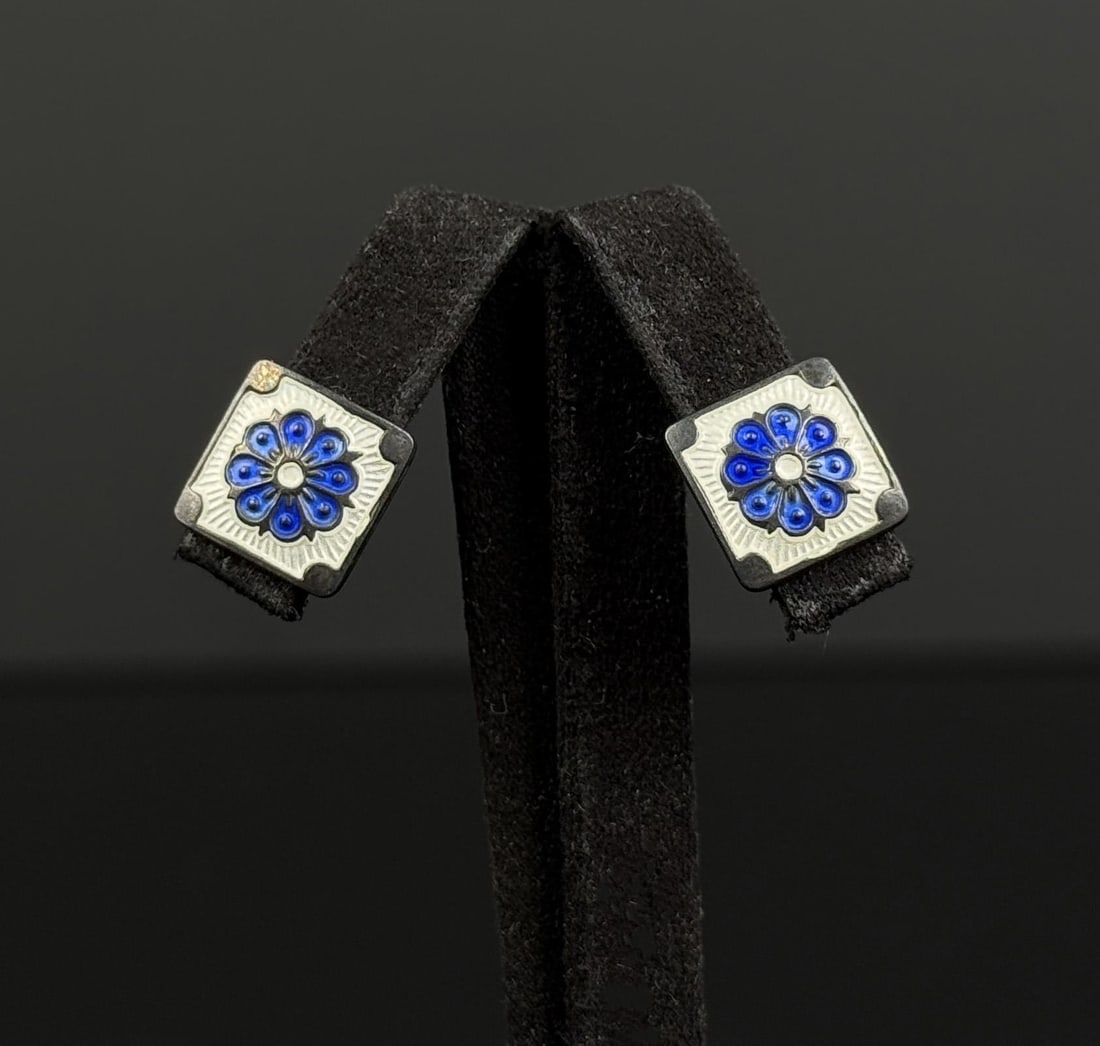 David Andersen Sterling Silver Enamel Earrings (1 of 6)