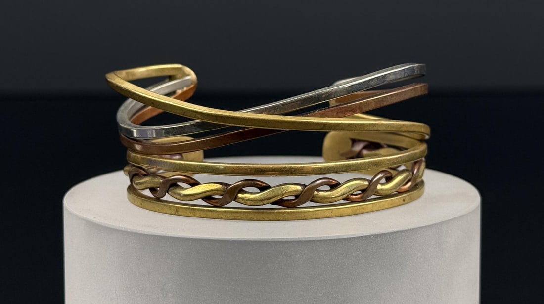 Navajo Mixed Metal Combination Bracelet: 6 1/4" interior circumference.