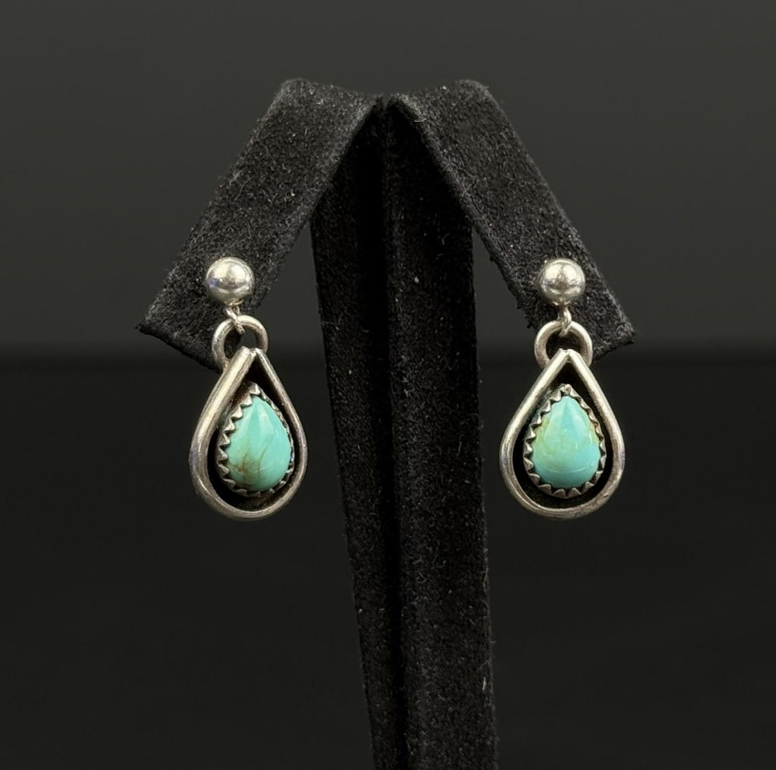 Navajo Sterling Silver Turquoise Earrings (1 of 5)