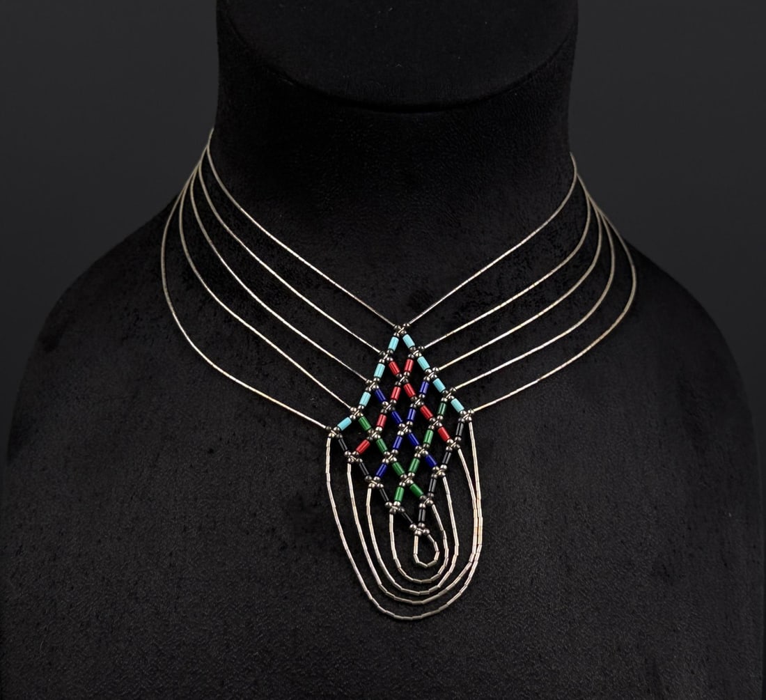 Navajo Sterling Liquid Silver Necklace (1 of 8)