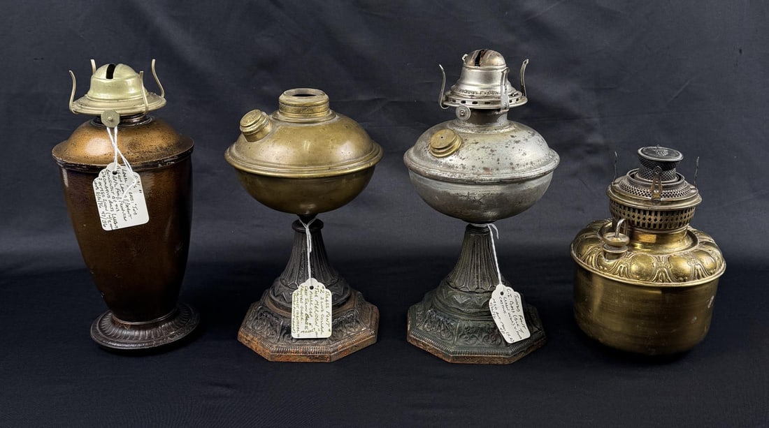 Brass Cast Iron Kerosene Lamps (1 of 12)