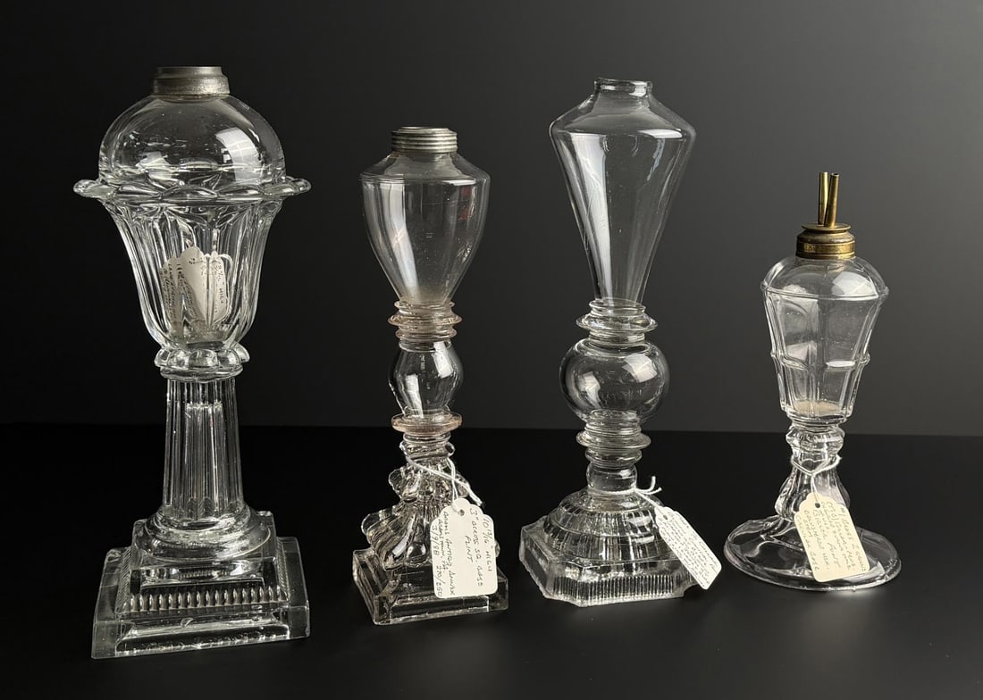 Pressed Glass Light Bulb Font Whale Oil Lamps (1 of 11)