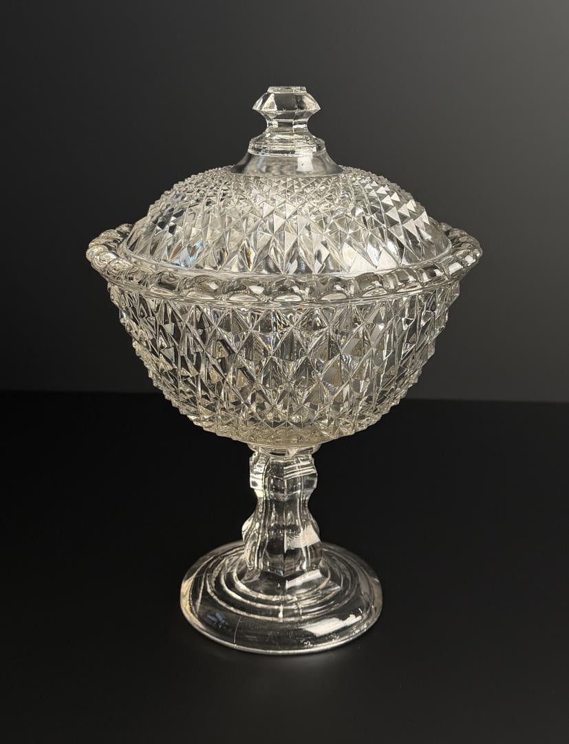 Flint Glass Sawtooth Covered Compote Dish (1 of 8)
