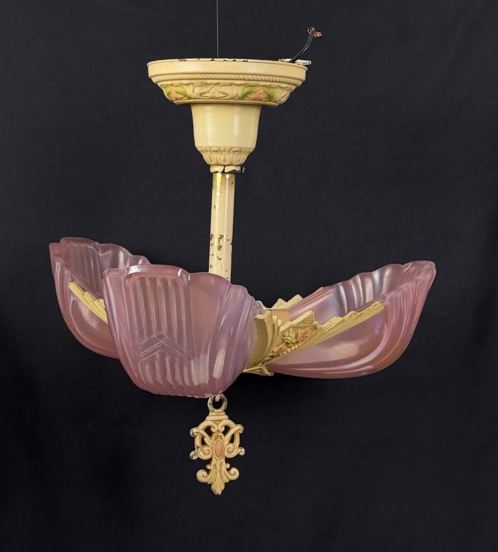 Art Deco Cast Iron Slip Shade Chandelier (1 of 14)