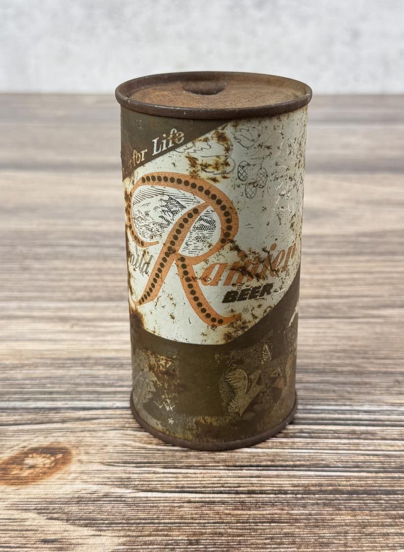 Rainier Beer Jubilee Flat Top Can: Naturally Light Pattern.