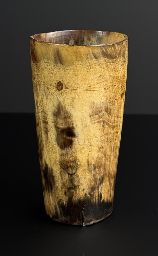Antique Frontier Folk Art Steer Horn Cup: 3 7/8" tall.