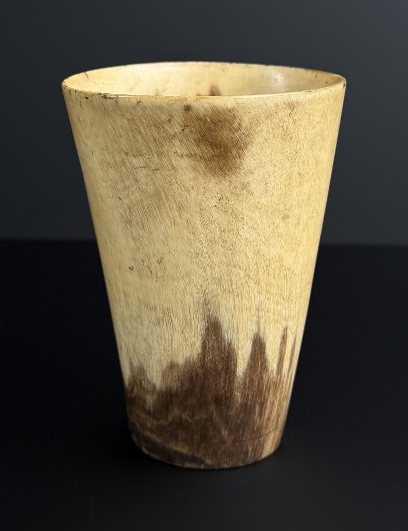 Antique Frontier Folk Art Steer Horn Cup: 4 1/8" tall.