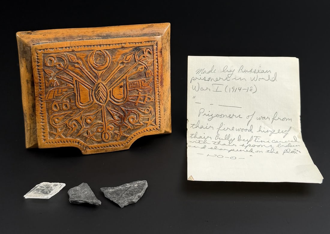 WWI WW1 Russian POW Prisoner of War Box: 4" by 3 3/8" by 1".