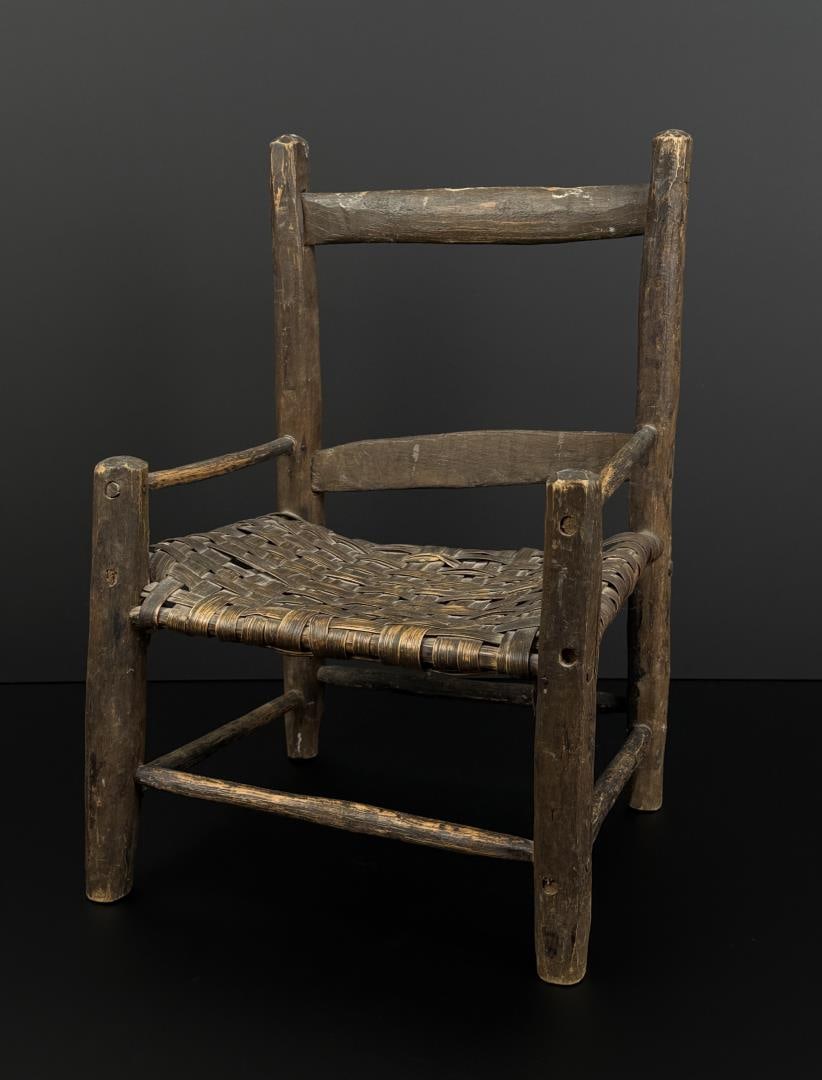 Antique Southern Folk Art Child's Doll Chair: 15 3/4" by 11 1/8" by 9 7/8"
