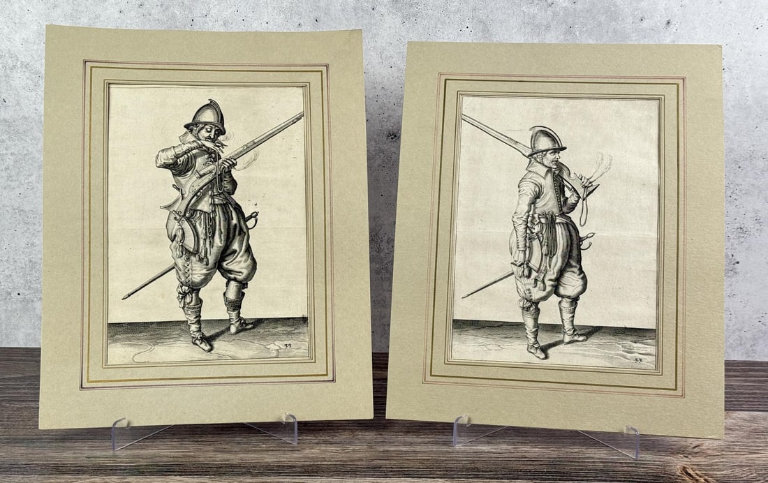 Jacob de Gheyn II Musketeer Engravings: 11 1/2" by 14 1/4" in matte.