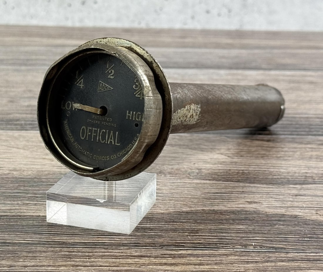 American Automatic Radiator Temperature Gauge: 8 1/4" by 2 1/4" by 2 1/4". 1910-1920. Made by the American Automatic Devices Co., Chicago, USA. Also known as a motometer.