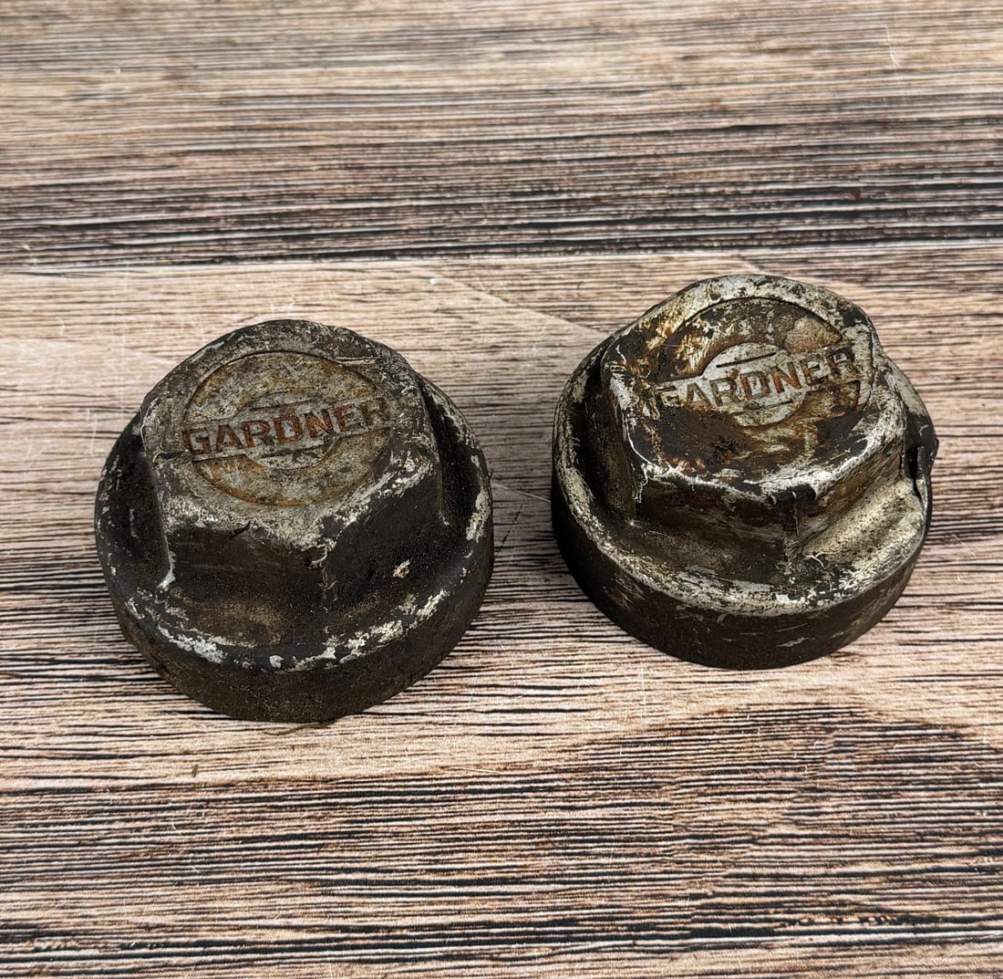 Gardner Motor Company Grease Cap Hubcaps: Pair.