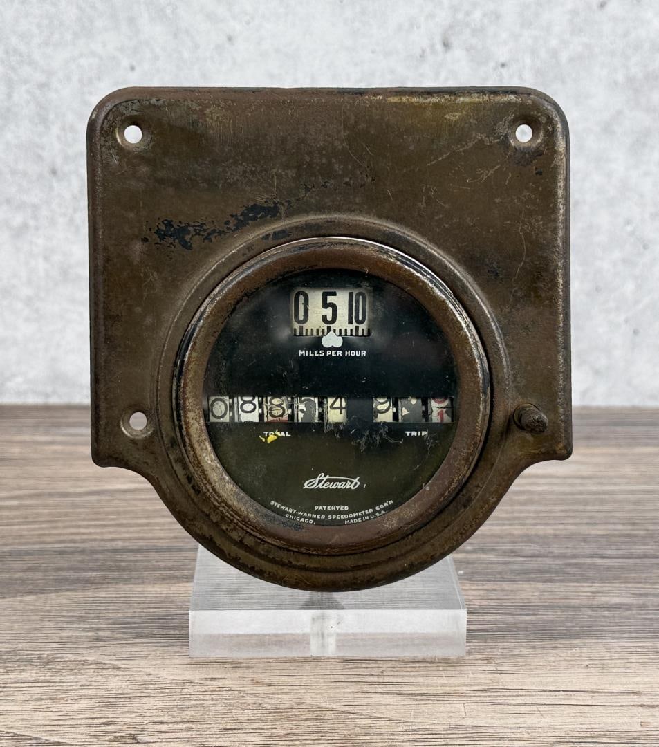 Stewart Model 160 Model T Speedometer: For fitted vehicles such as the Ford Model T 1919 to 1925. 3 1/2" by 5" by 5 3/8".