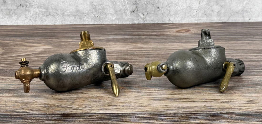 Ford Model T Gas Tank Bulb Sediment Bowl: Original, group of 2. 6 1/4" long.