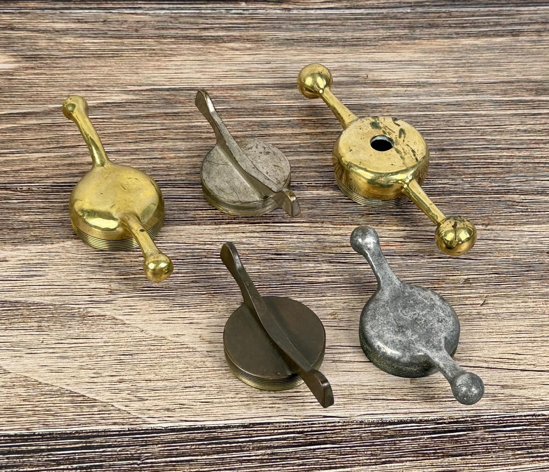 Dog Bone Radiator Caps for Early Cars: Group of 5.