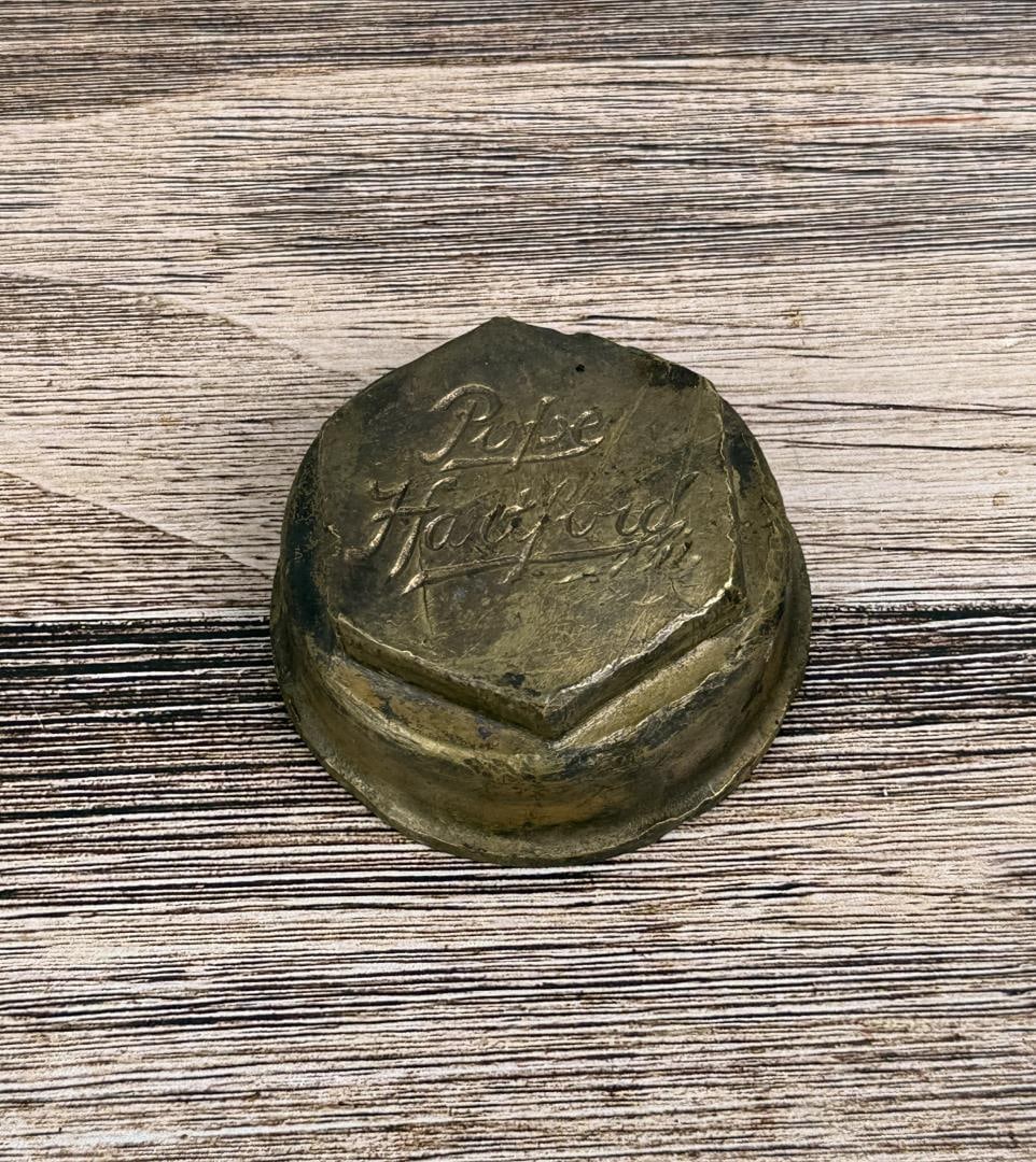 Pope Hartford Brass Grease Cap Hubcap: 3 7/8".