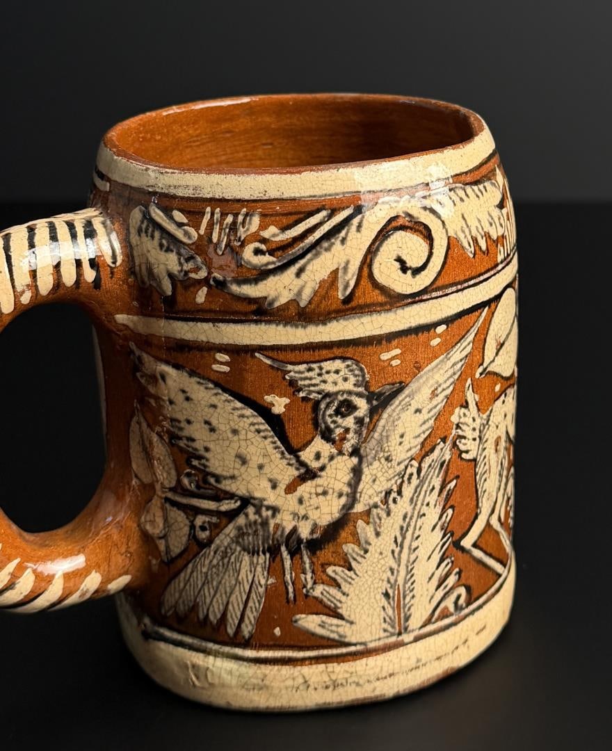 Redware Slip Decorated Mug - 2