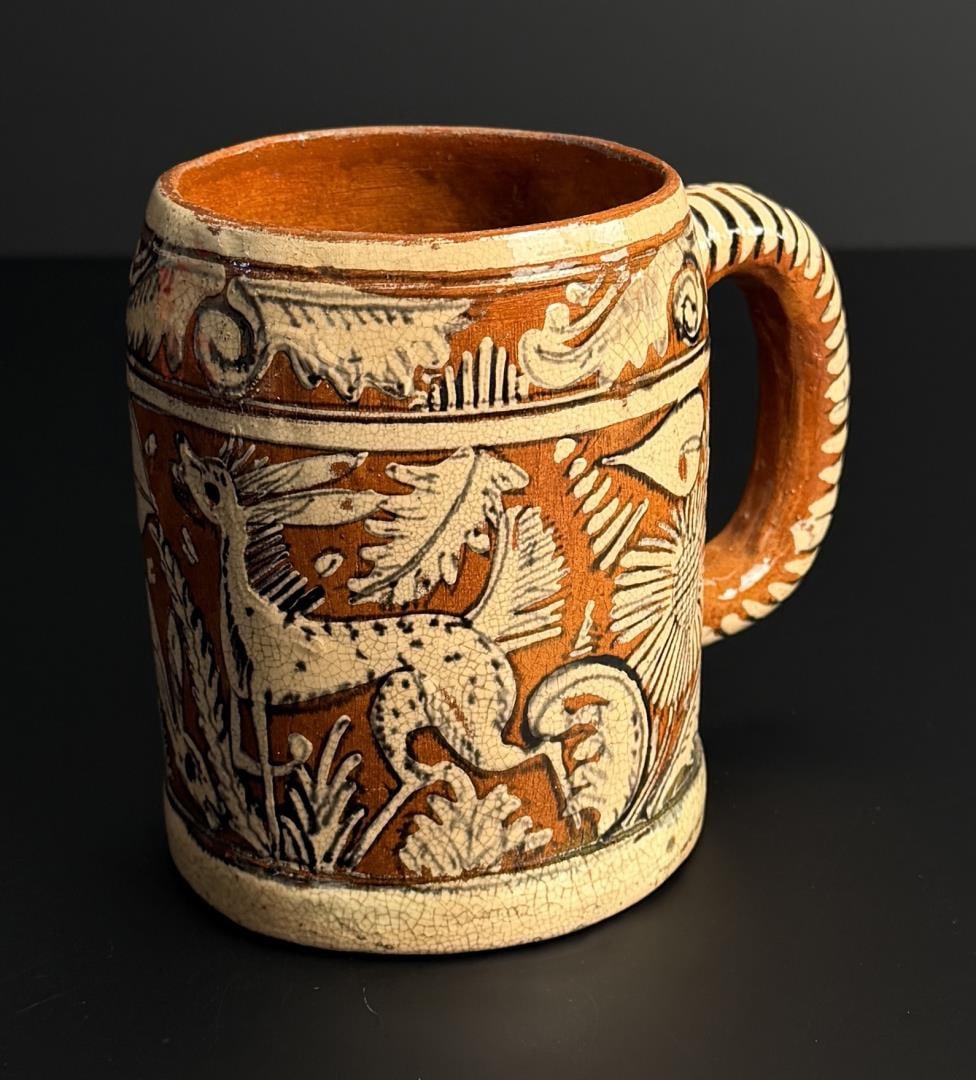 Redware Slip Decorated Mug - 3