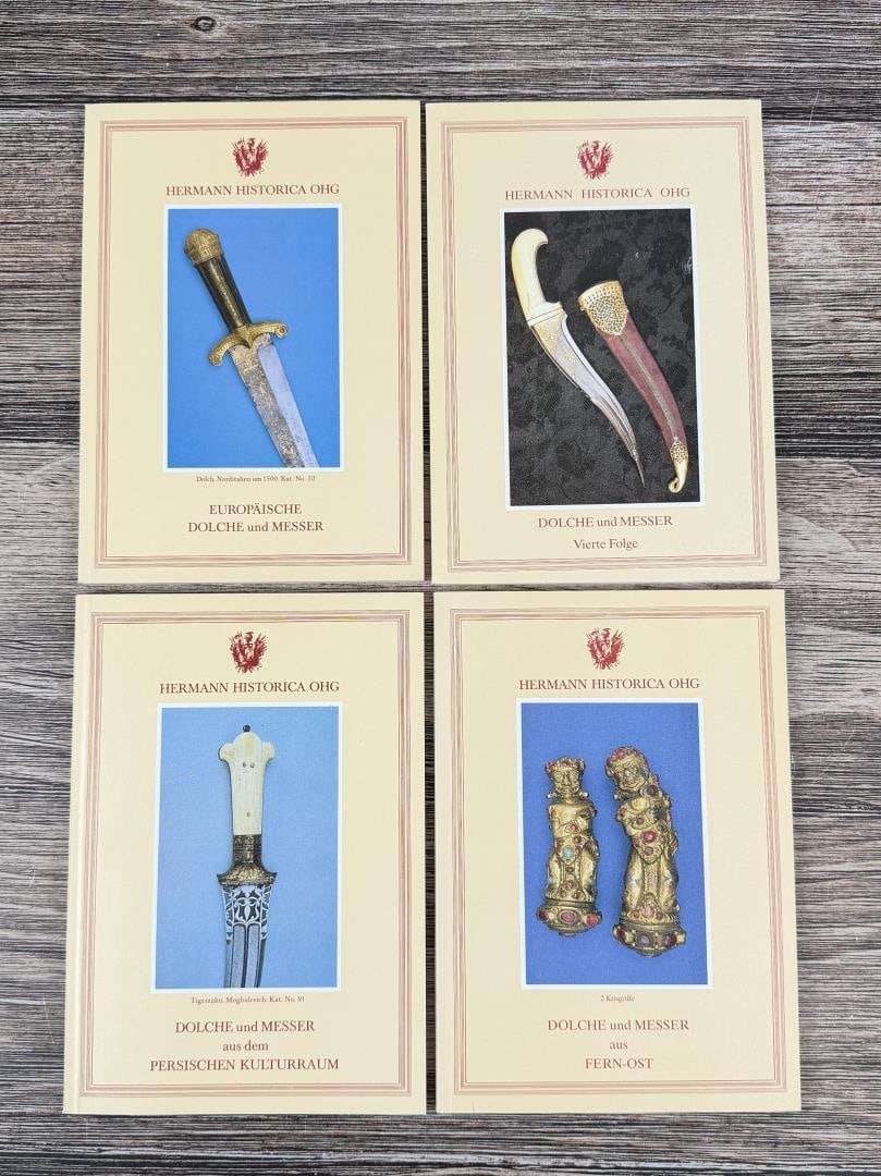 Hermann Historica OHG Books: Titles include European Daggers and Knives, Daggers and Knives, Fourth Series, Daggers and Knives from the Persian Cultural Sphere, and Daggers and Knives from the Far East.