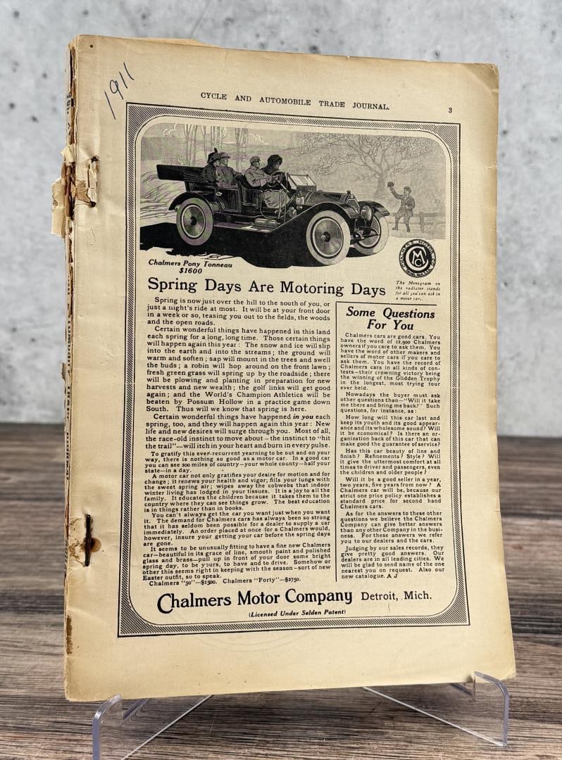 Cycle and Automobile Trade Journal 1910: Vol 15 No 6. February 1911. Missing pages and has damage throughout.