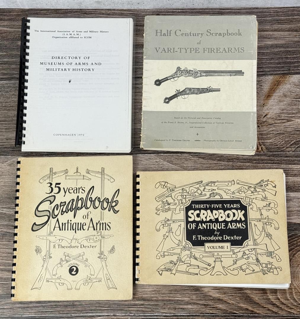 Scrapbooks of Antique Firearms: F. Theodore Dexter (author signed). Lot of 4.