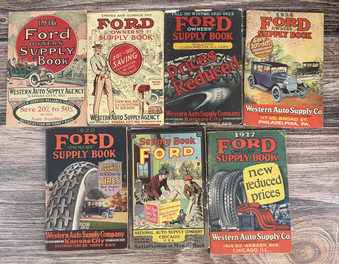 1916 to 1928 Ford Owners Supply Books and Catalogs: Nice grouping.