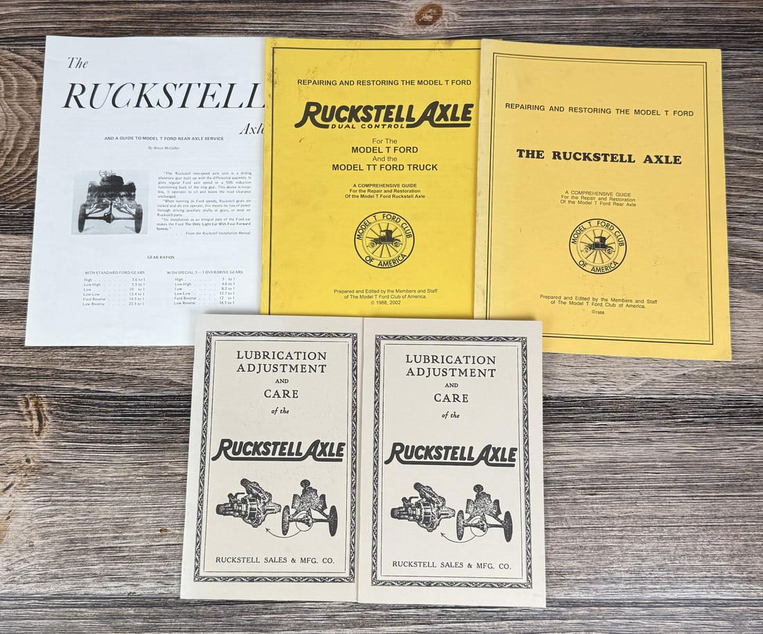 Ford Model T Ruckstell Axle Manuals: Ruckstell axles are aftermarket accessories that provide a two-speed planetary gear system, giving the Model T four forward speeds instead of two.
