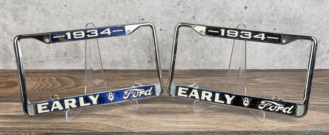 1934 Early Ford V8 License Plate Frame Set: Matched Set