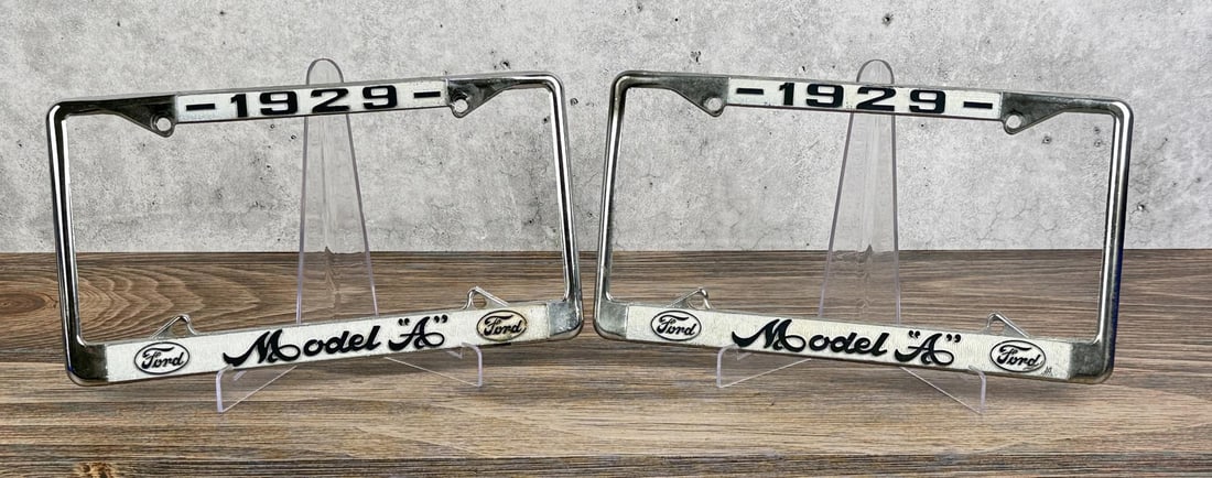 1929 Ford Model A License Plate Frame Set: Nice matched set.