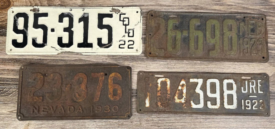 Colorado Nebraska Oregon Nevada License Plates (1 of 3)