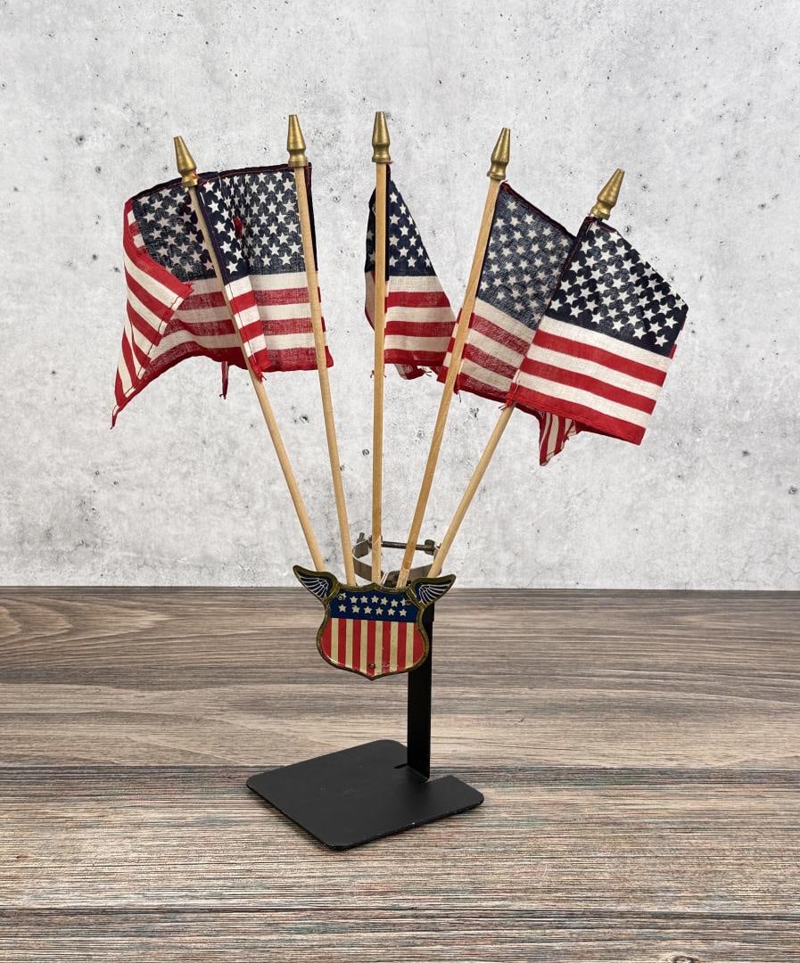 WW2 Automobile Radiator Flags Hood Ornament: Nice example with flags