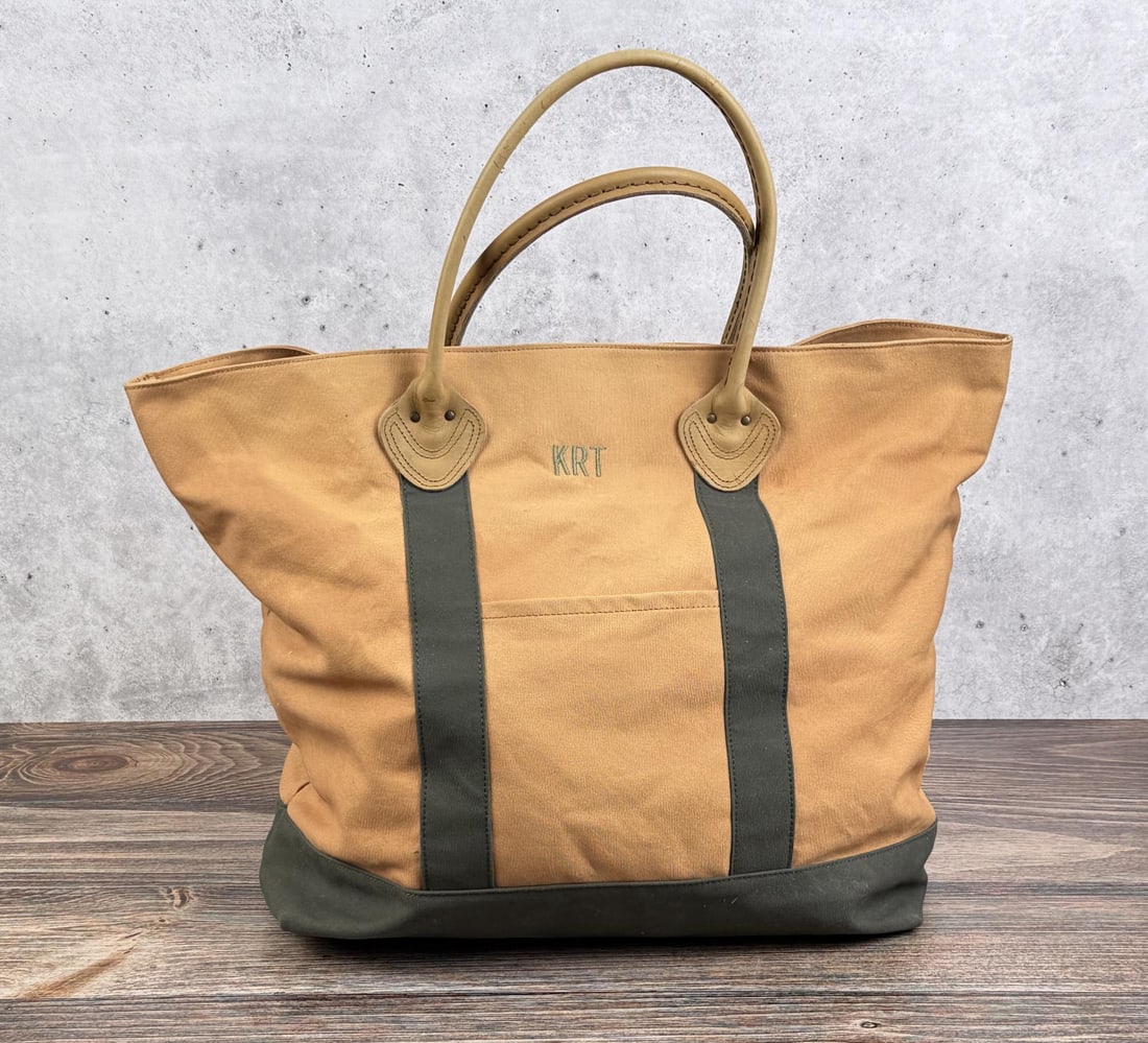 Vintage LL Bean Boat and Tote Orange & Green: 24 3/4" by 22 3/4" with handles