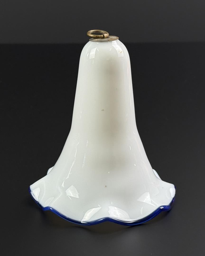 Sandwich Glass Blue Edge Smoke Bell: 5 1/2" tall.