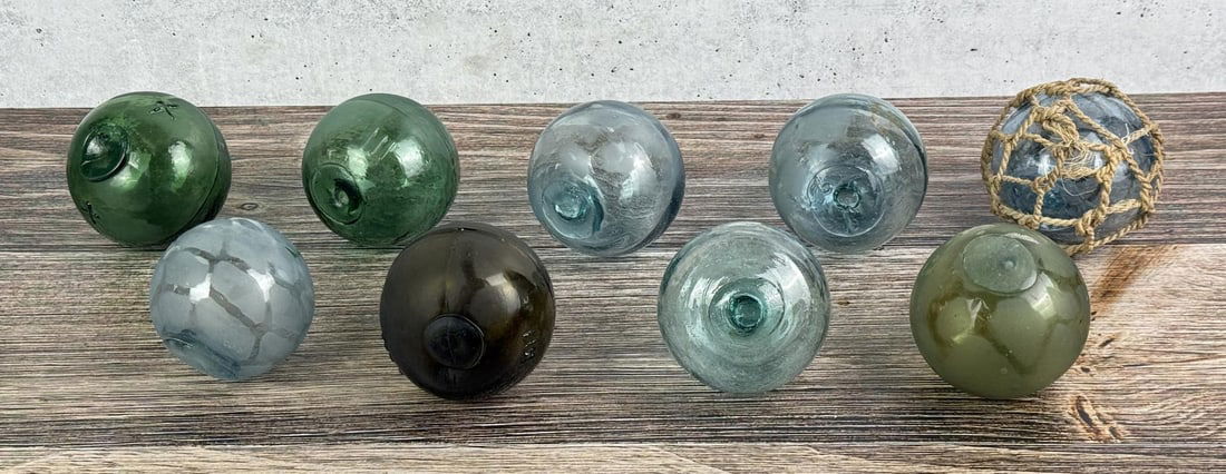 Antique Glass Fishing Net Floats: Nice grouping