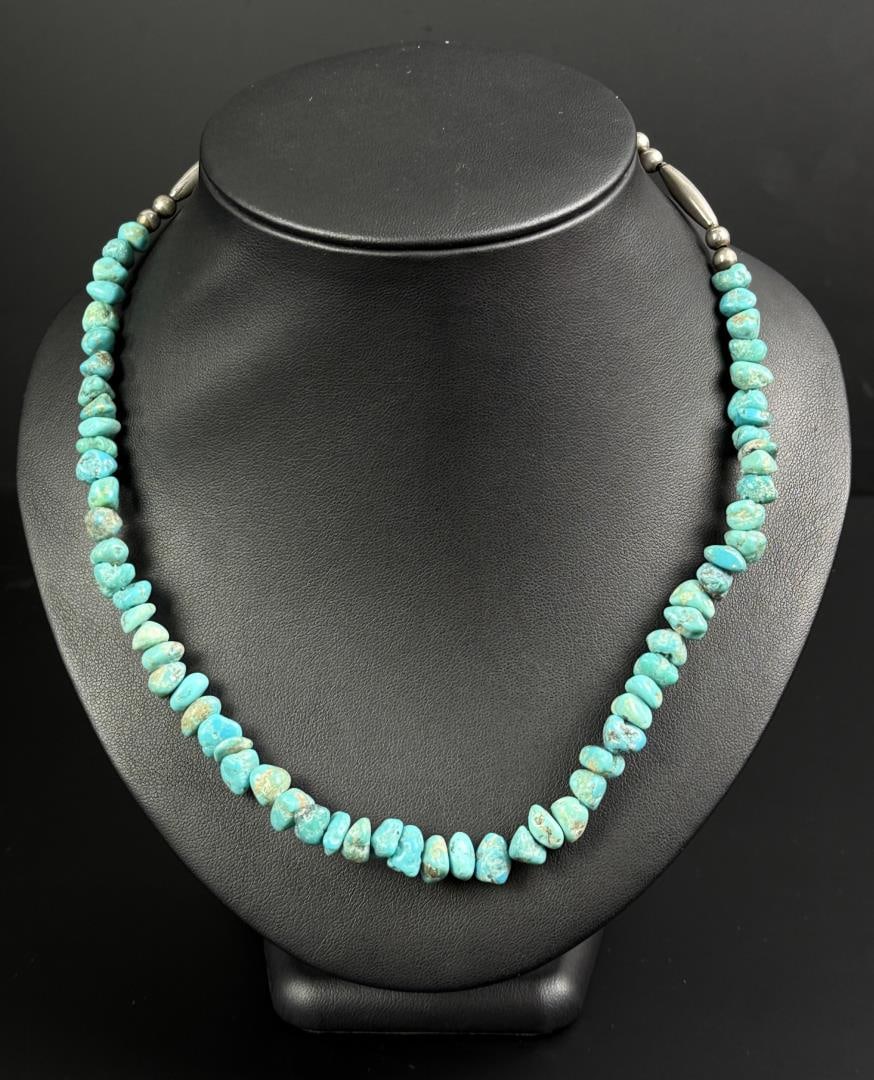 Navajo Sterling Turquoise Nugget Necklace (1 of 3)