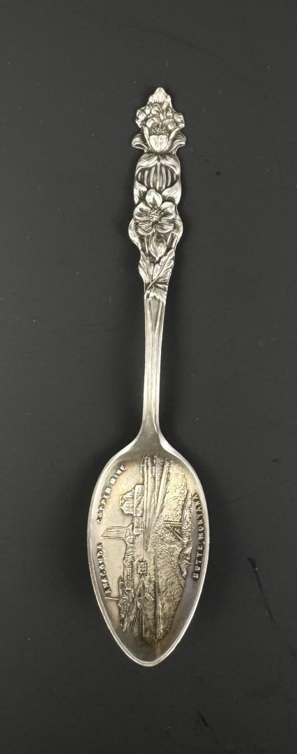 Anaconda Copper Mine Montana Sterling Spoon: 9.09 grams. 4" long.