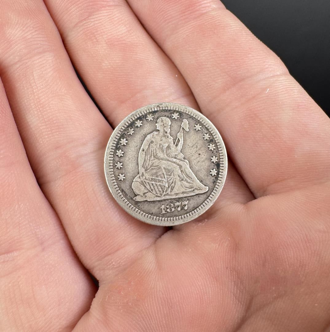 1877 S Seated Liberty Quarter: Nice example.