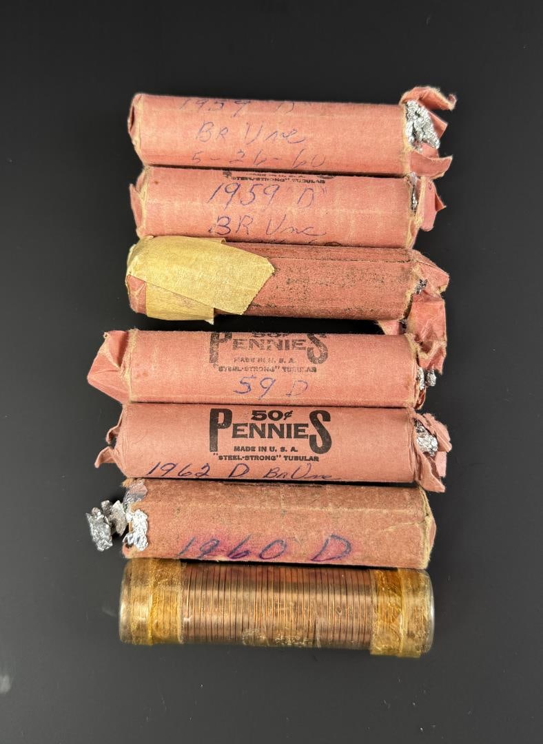 1950s 1960s Uncirculated Lincoln Penny Rolls: Nice grouping.