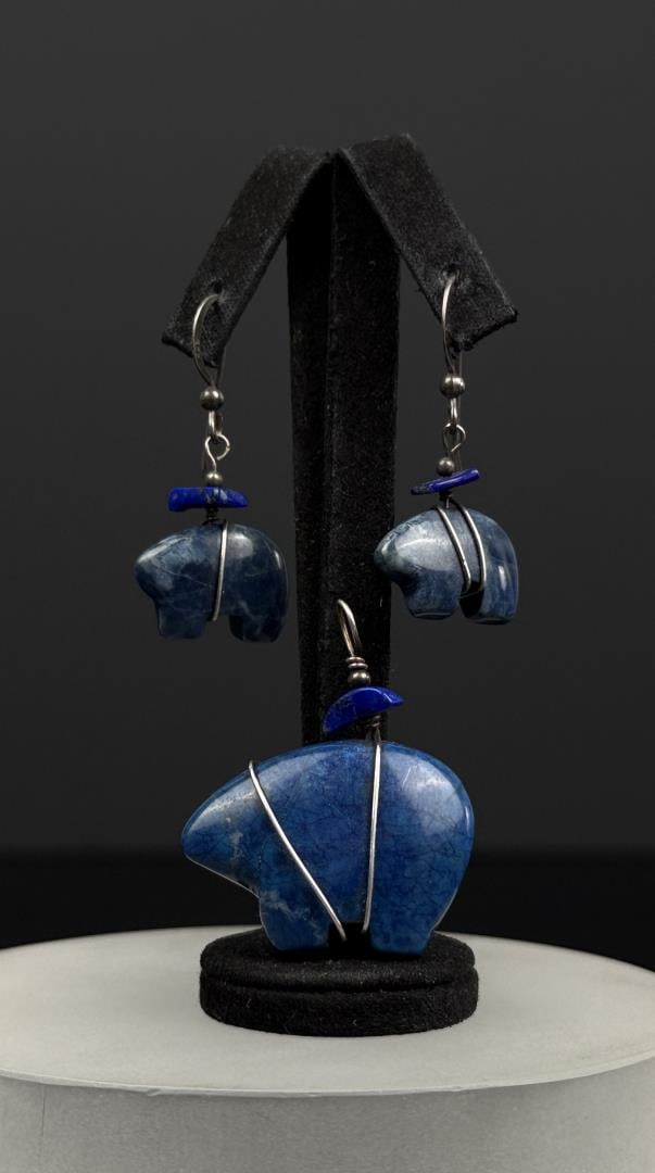 Navajo Sterling Lapis Lazuli Bear Jewelry Suite: Nice grouping.