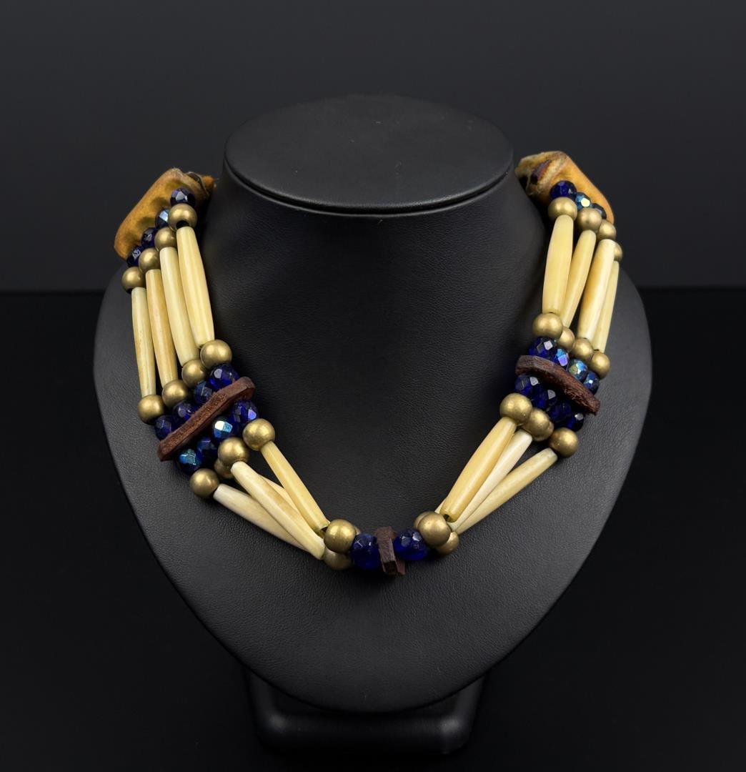 Native American Indian Bone Hair Pipe Choker (1 of 3)