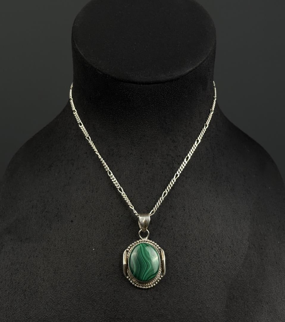 Sterling Silver Malachite Necklace (1 of 5)