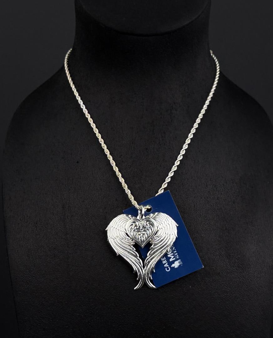 Montana Silversmiths Winged Angel Heart Necklace: New with tags. 12 1/4" long as displayed.