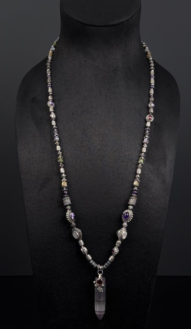 Sterling Silver Fluorite Garnet Amethyst Necklace (1 of 10)