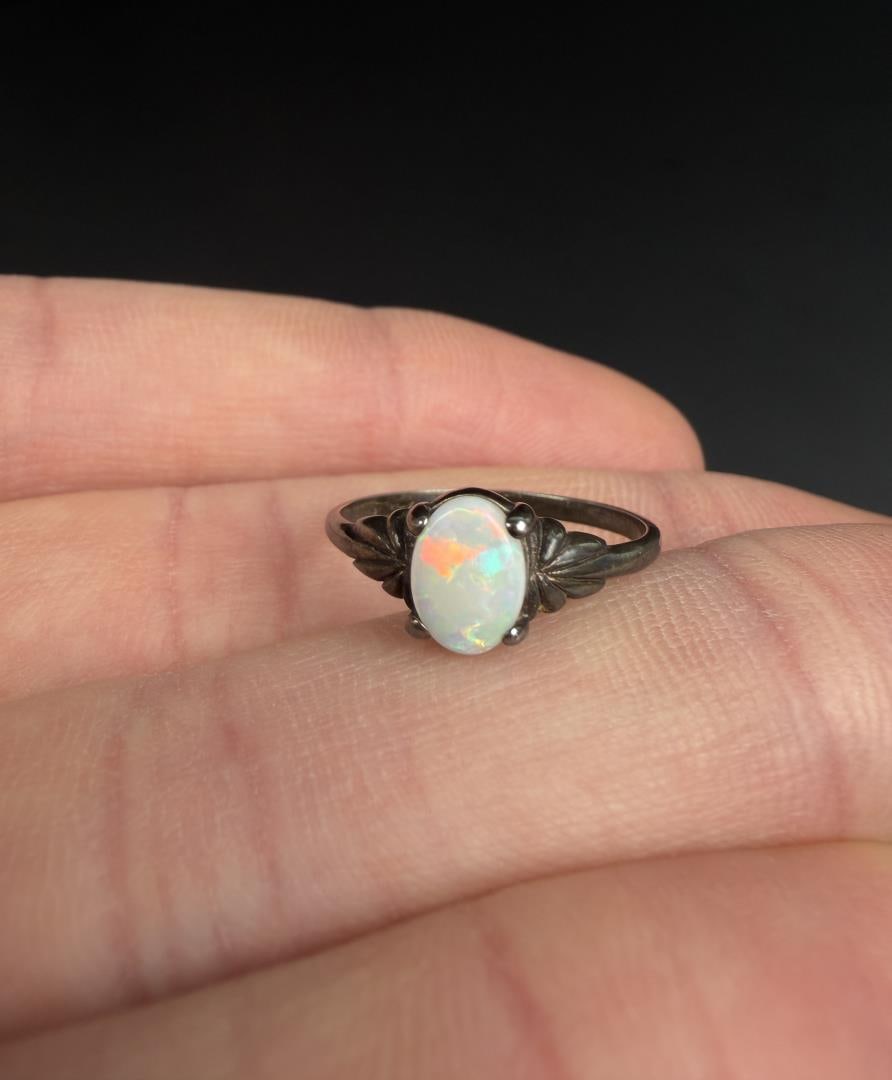 Sterling Silver Opal Ring - 7