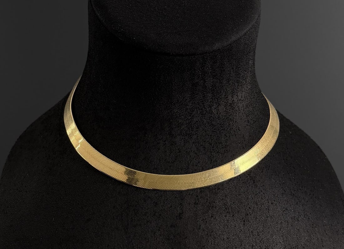 14k Gold Herringbone Necklace Chain (1 of 5)