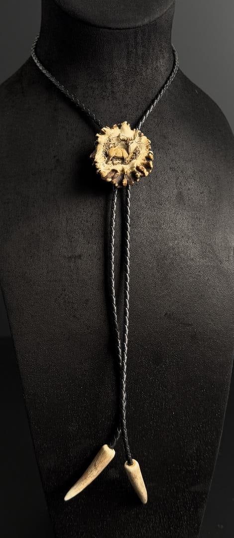 Elk Horn Style Rosette Style Bolo Tie (1 of 6)