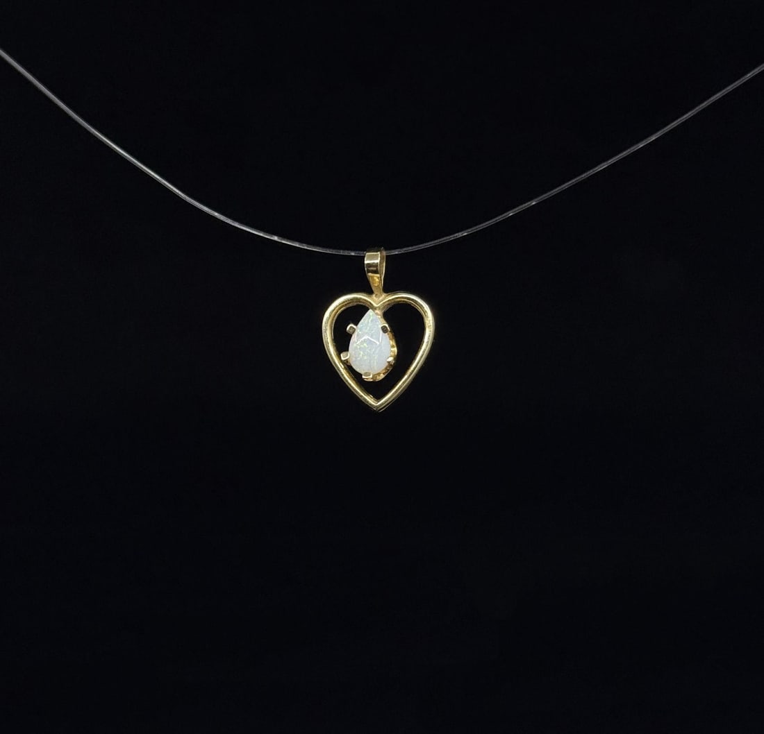 14k Gold Opal Heart Pendant (1 of 4)