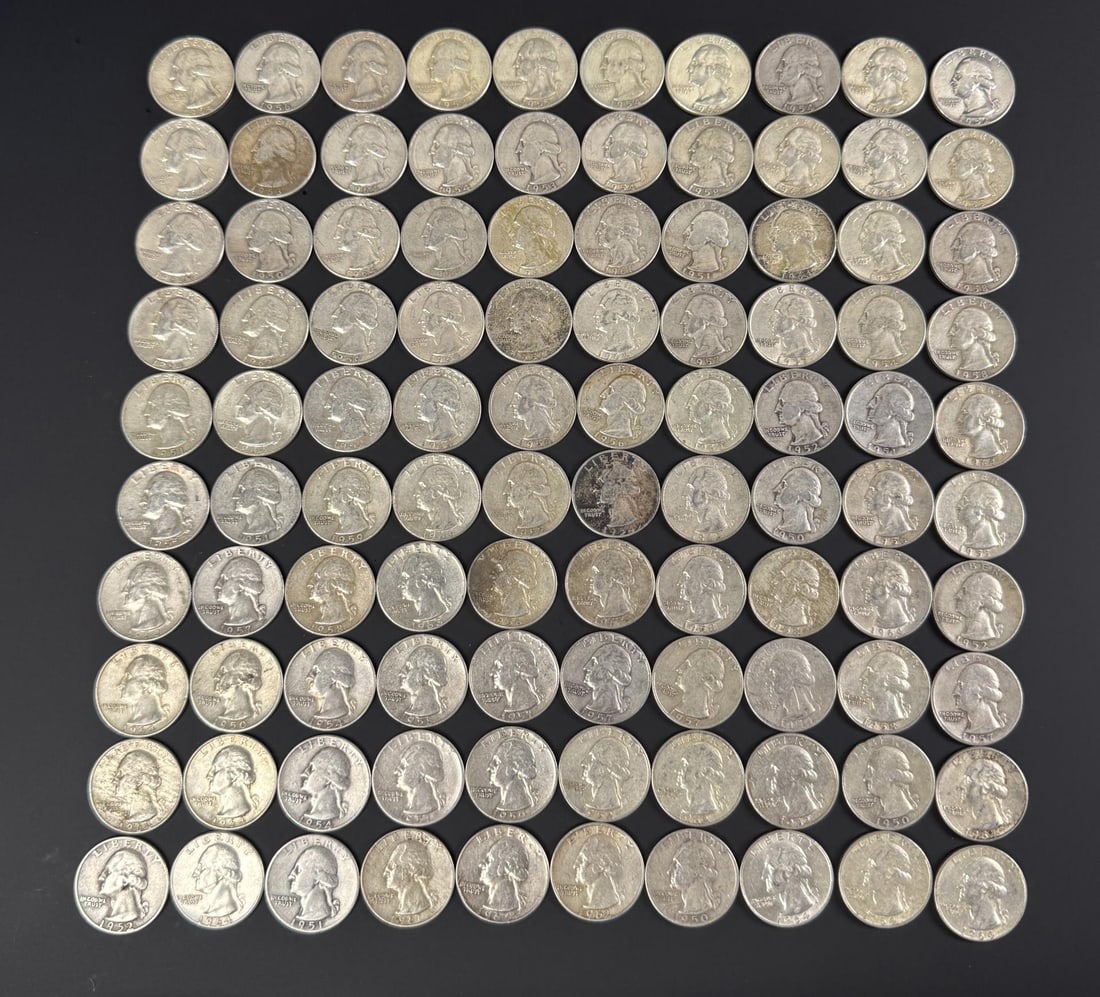 Collection of 100 Silver Quarters (1 of 3)